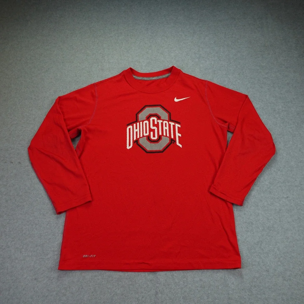 Ohio State Buckeyes Shirt Youth M Red Athletic Long Sleeve Dri-FIT‎ NCAA Nike